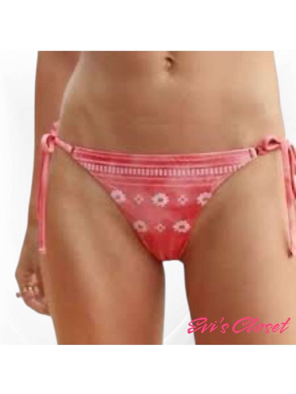 Aerie Pink Tie Dye Flower Embroidery Cheekier Bikini Bottoms, Sz M NWT